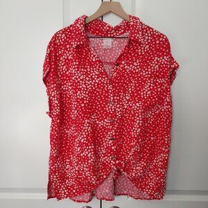 No Boundaries Juniors Tie Front Camp Shirt